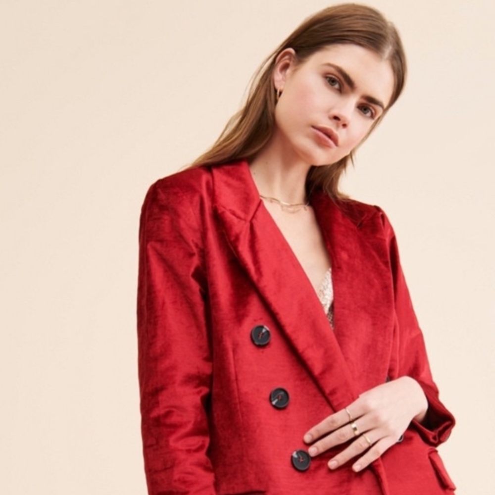 🖤❤️ Free People Ashby Button Front Blazer Jacket | Cherry Juice Red Small ❤️🖤